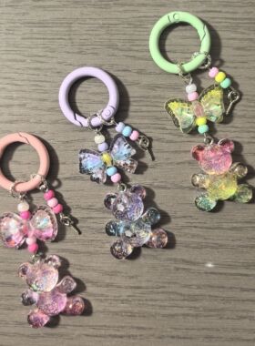 卡通树脂配件小熊渐变色手工制作配饰挂件包包手机壳钥匙扣