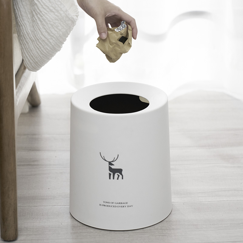 北欧垃圾桶家用客厅卧室卫生间欧式创意无盖简约厕所大号圆形日式