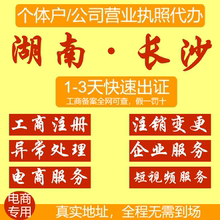 湖南长沙个体户营业执照办理公司注册执照代理工商代办变更注销