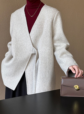 2025冬季新款外套慵懒风名媛风设计感羊绒大衣百搭时尚
