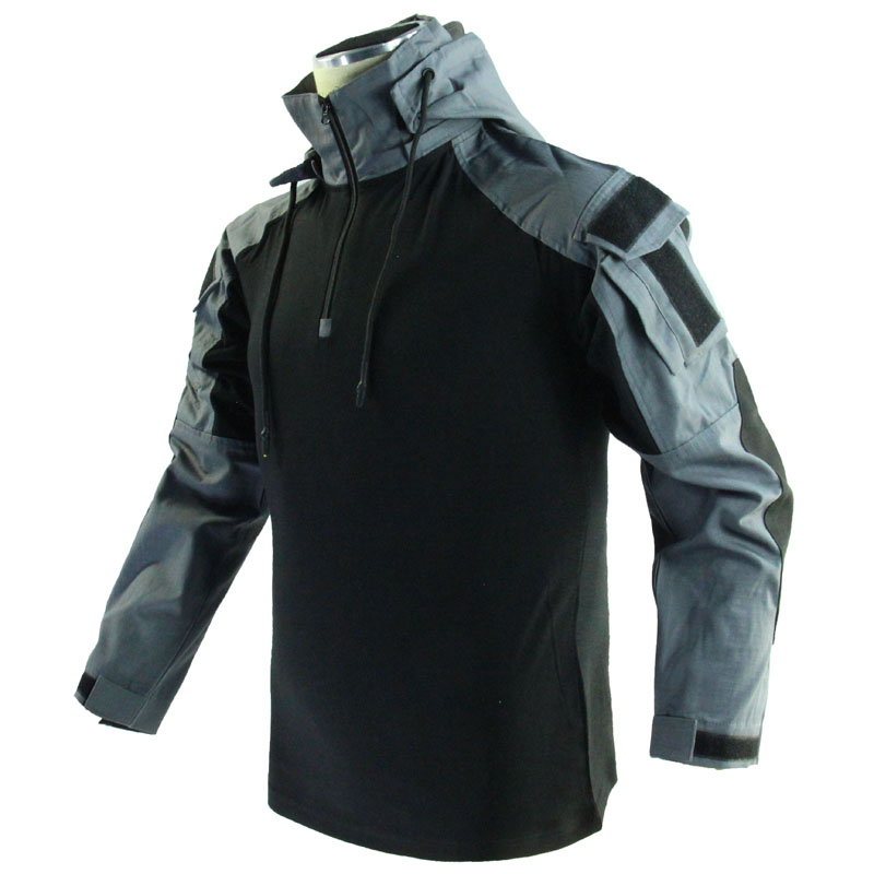 犀兕合甲拼色改款ykk风帽可拆t恤