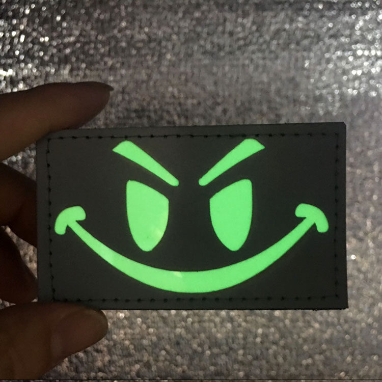 笑脸魔术贴章背包贴功能章适合骑行队友识别正义的微笑 反光 夜光