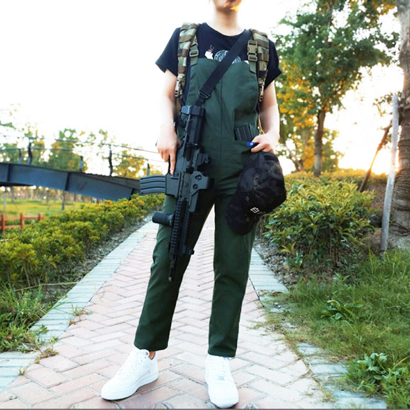 连体吊带裤女夏秋2018新款韩版高腰显瘦学生学院风时尚工装军迷OD