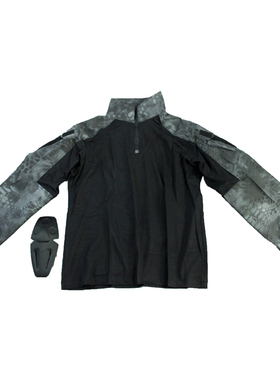 gen3战术黑色蟒纹蛙服皮上衣长袖T恤带内置护肘可配套G3