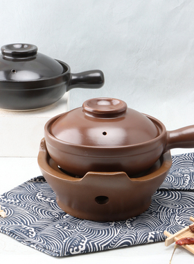 陶瓷商用耐高温酒精炉底座干锅菜带把砂锅煲仔土钵打边炉陶土套装