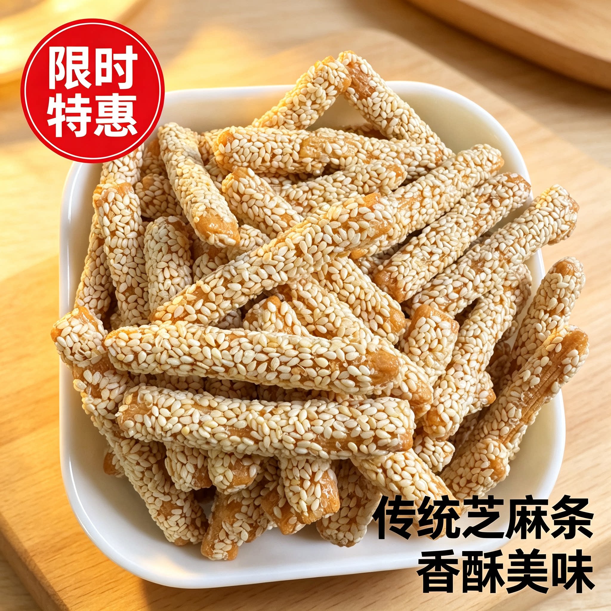 老式芝麻条空心酥脆芝麻棒老人传统零食办公室休闲食品