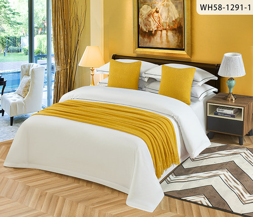 床尾巾床旗现代简约纯色百搭床上用品酒店公寓民舍床盖抱枕枕芯