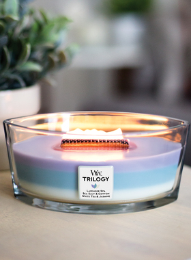 官方授权WoodWick香薰蜡烛美国WW木芯壁炉白噪音心动同款海岸线