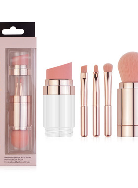 5-in-1 Portable Makeup Brush Kit | Eyebrow/Lip/Eyeshado Puff