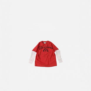 儿童长袖2025新款日系童装双袖插件袖两色小狗印花男童女童上衣