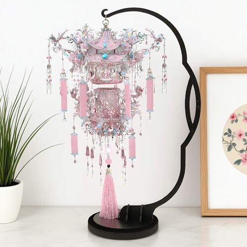 钢达粉黛银色花轿喜灯3D立体拼图