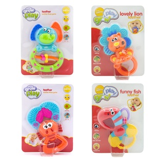 grow 婴儿磨牙固齿牙胶小象蟹动物造型手握安抚玩具 teether play