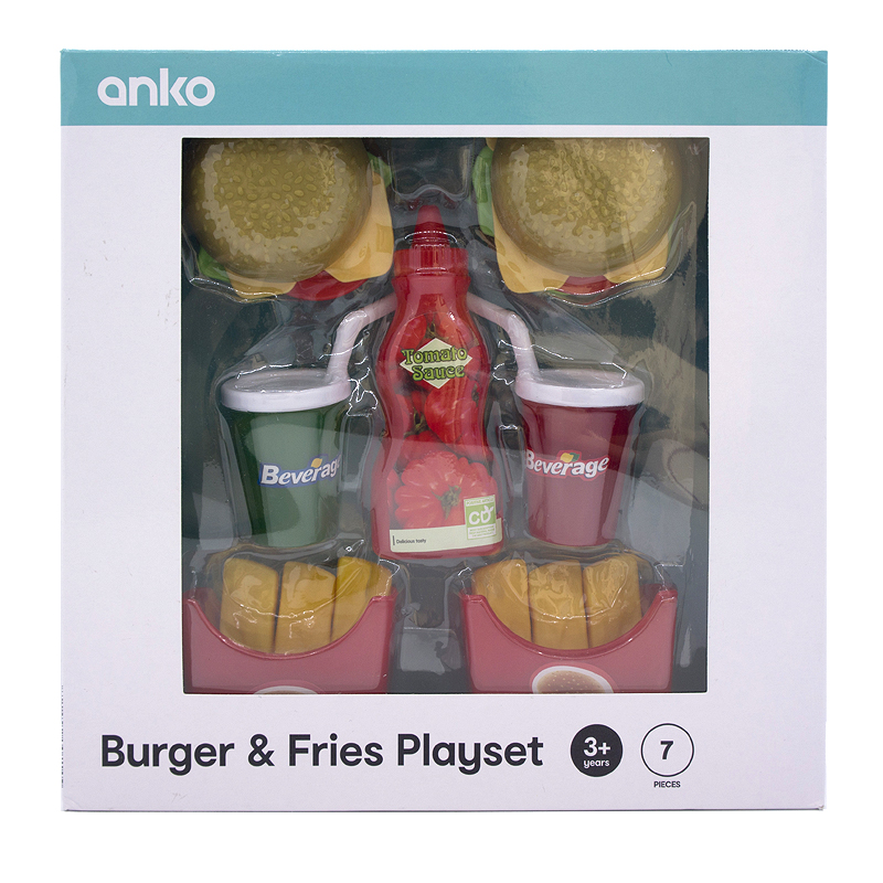 anko Burger Fries Playset仿真快餐食物汉堡薯条儿童过家家玩具