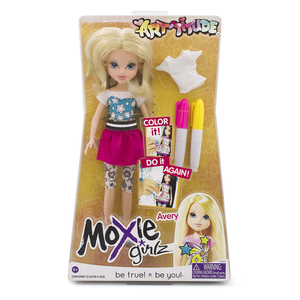 MOXIE GIRLZ慕斯女孩洋娃娃衣服diy上色服装涂鸦换装T恤长发Avery