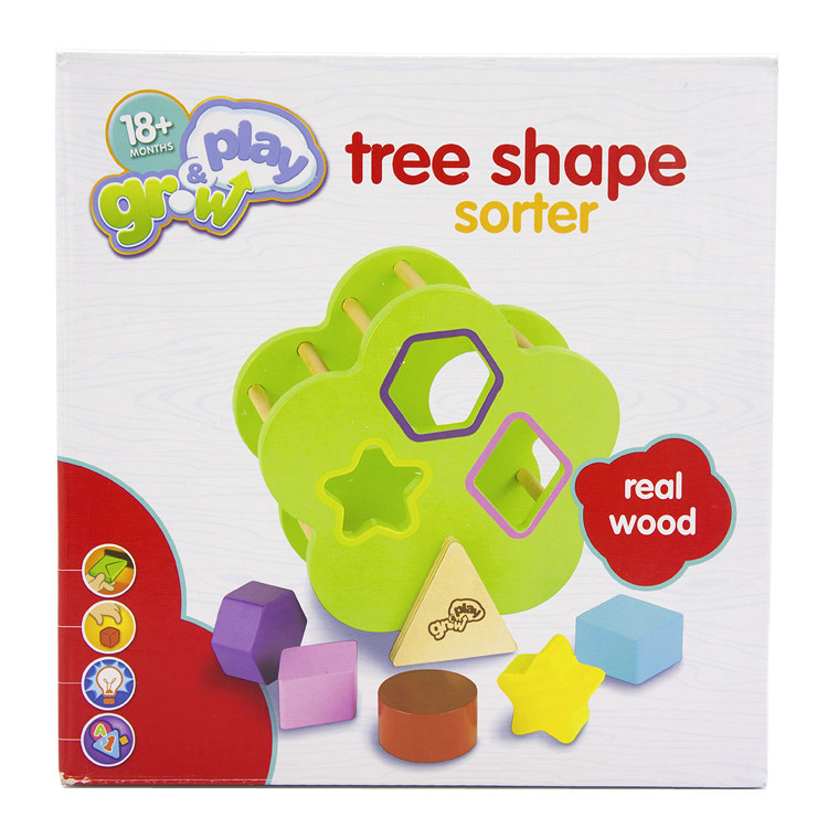 play grow tree shape sorter木质树几何形状孔积木配对益智玩具