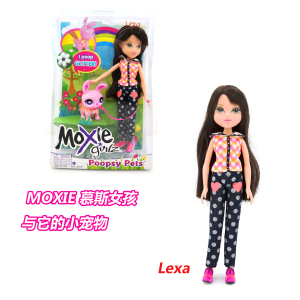 Moxie girlz 慕斯女孩洋娃娃长发梳头Lexa珍宝宠物拉珠宝便便26cm