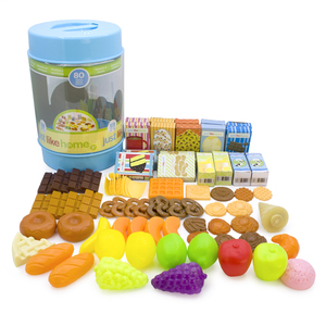 JUST LIKE HOME仿真超市过家家玩具面包牛奶食物玉米蔬菜80件桶装