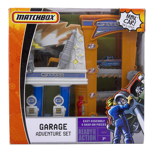 Matchbox Garage Adventure火柴盒合金汽车3层维修理换轮胎停车场