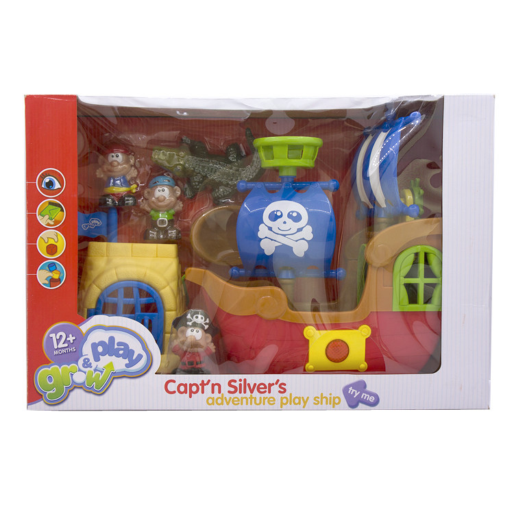 grow play 声光音乐冒险乐园海盗船人偶城堡儿童过家家场景玩具
