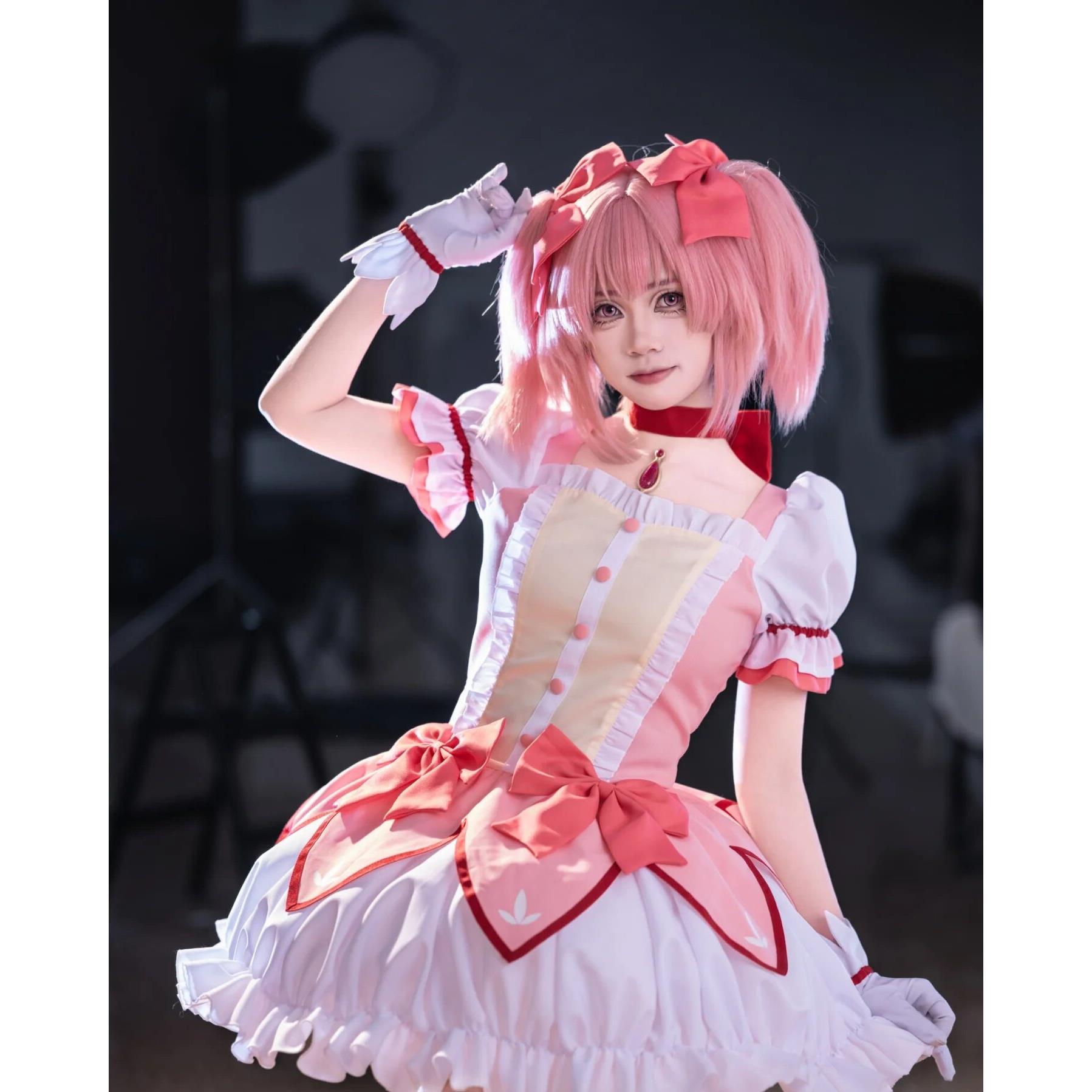 魔法少女小圆cos服鹿目圆变身战斗服洛丽塔连身裙粉色cosplay服装