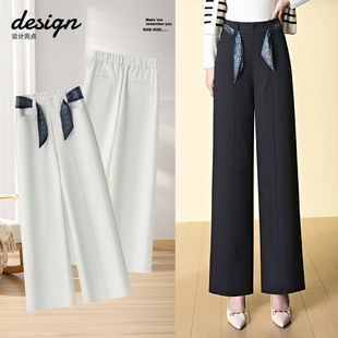 株洲和顺圣服饰简约直筒丝带直筒裤女装2025秋季新款质感窄版阔腿