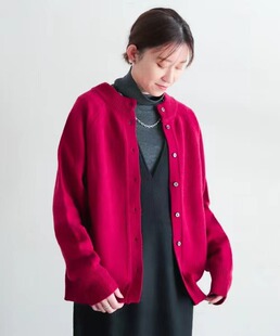 别致前后两穿秋冬简洁好搭圆领单排扣开衫毛衣套衫