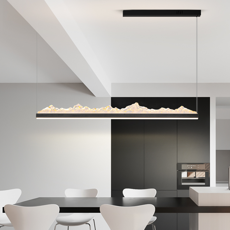 日照金山餐厅灯意式极简冰山创意艺术饭桌一字长条餐桌吧台吊灯