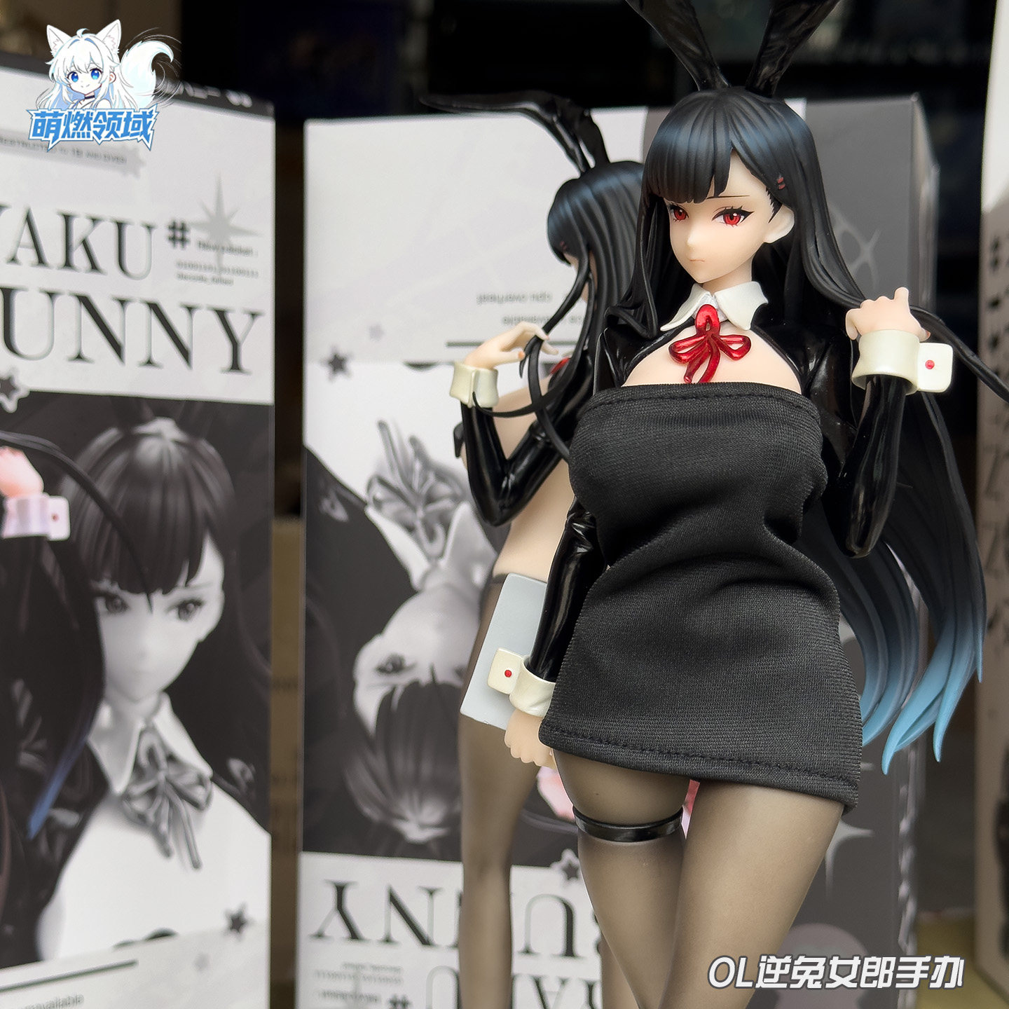 OL逆兔女郎黑长直撩发美少女手办图片