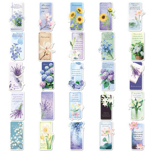 跨境英语Stickers花朵花语书签涂鸦贴纸标签装饰电脑手帐本英文