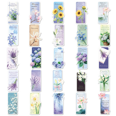 跨境英语Stickers花朵花语书签涂鸦贴纸标签装饰电脑手帐本英文