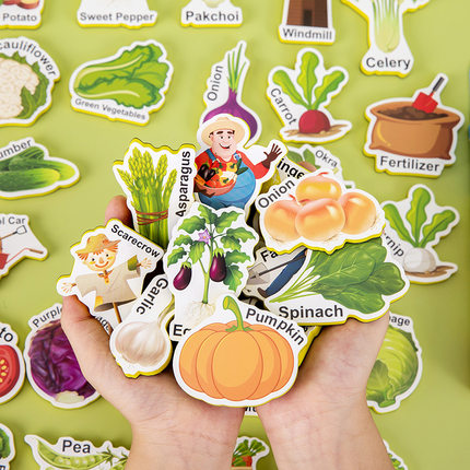 跨境英语启蒙Magnetic磁性蔬菜动物数字交通工具冰箱贴早教教具