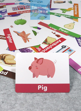 跨境英语启蒙Flashcard闪卡100张问答游戏动物水果蔬菜车物品自然