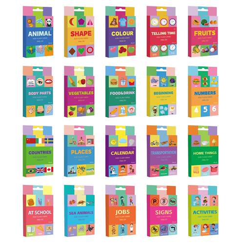 跨境英文Flashcard闪卡字母基础单词句子水果动物职业车用品天气