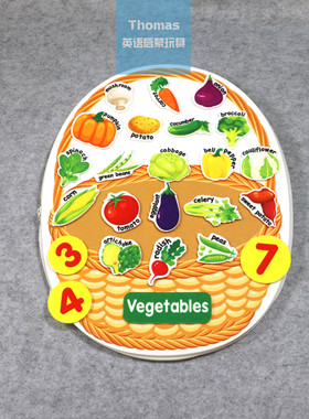 跨境英语启蒙Flashcard毛毡板水果和蔬菜学习菜果篮子早教教具
