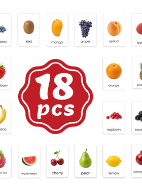 跨境英语启蒙Flashcard写实水果闪卡动物形状车辆早教认知抽认卡