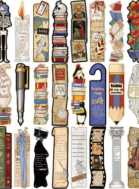 跨境英文bookmark异形书签复古阅读简约手帐DIY素材文艺创意