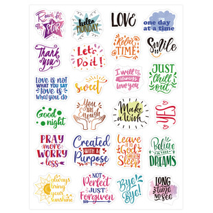 跨境英文Stickers贴纸透明文字名言剪贴簿手账励志贴纸封口