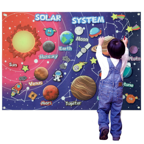 跨境英语启蒙Story Board太阳系行星早教立体毛毡游戏包故事板