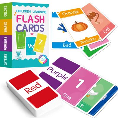 跨境英语启蒙Flashcard字母闪卡数字颜色形状认知卡儿童早教