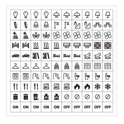 跨境英文简约符号贴纸提示提醒开关标识贴透明防水