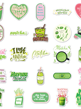 跨境英文Sticker抹茶女孩鼓励贴纸励志正能量句子绿色装饰手帐本