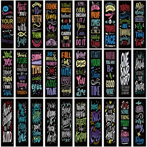 跨境英文卡通彩色励志文字书签手帐DIY素材简约文艺创意阅读纸质