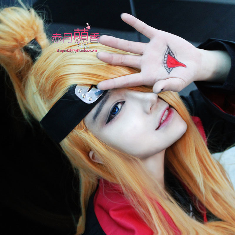 萌香家火影忍者 迪达拉 超原版 金黄色 造型 cosplay假发