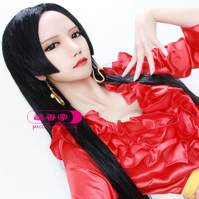 黑色中分头路长直发海贼王女帝假发波雅汉库克仙剑四cosplay假发