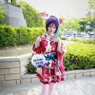 萌香家Love Live东条希浴衣和服SR觉醒紫色COSPLAY假发包邮