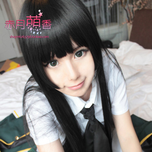 黑长直COS假发80CM桔梗阎魔爱秋山澪晓美焰三日月夜空cos假发