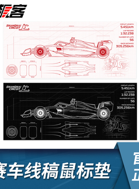 F1赛车模型周边 2026年 F1中国站线稿鼠标垫 法拉利红牛迈凯伦