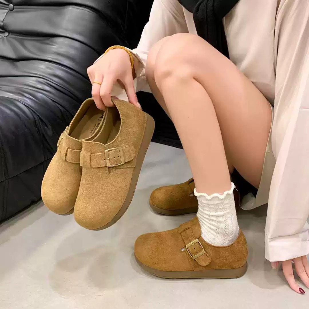 2026春新款厚底勃肯鞋女复古百搭休闲单鞋一脚蹬懒人鞋软底豆豆鞋,女鞋,勃肯鞋/软木鞋,淘宝优惠券,粉丝福利购,淘宝优惠卷