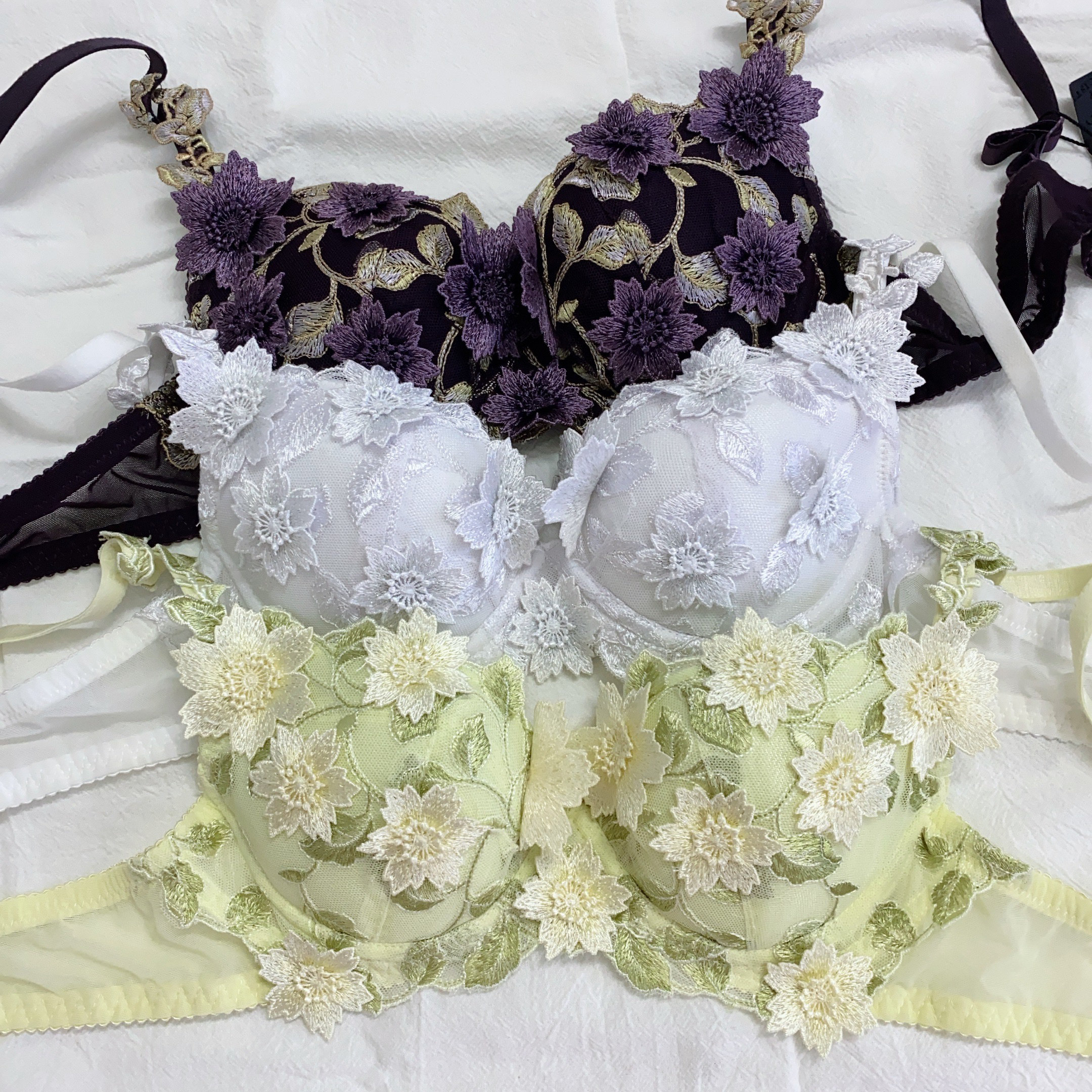 密＊家正品花瓣款内衣女薄款小胸聚拢性感文胸重工立体花瓣内衣