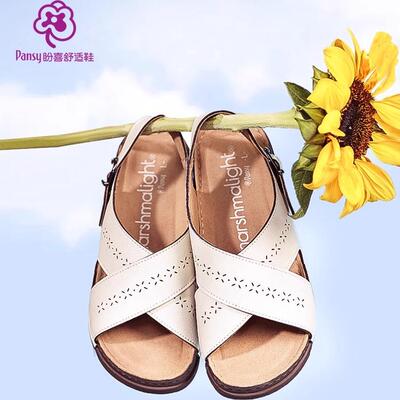 Pansy日本凉鞋日常休闲百搭轻便舒适宽脚鞋士凉鞋夏季舒适鞋